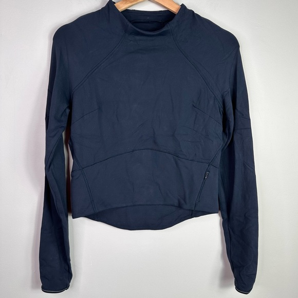 lululemon athletica Tops - Lululemon Hill And Valley Mock Neck Long Sleeve Sweatshirt Nocturnal Teal Size 4